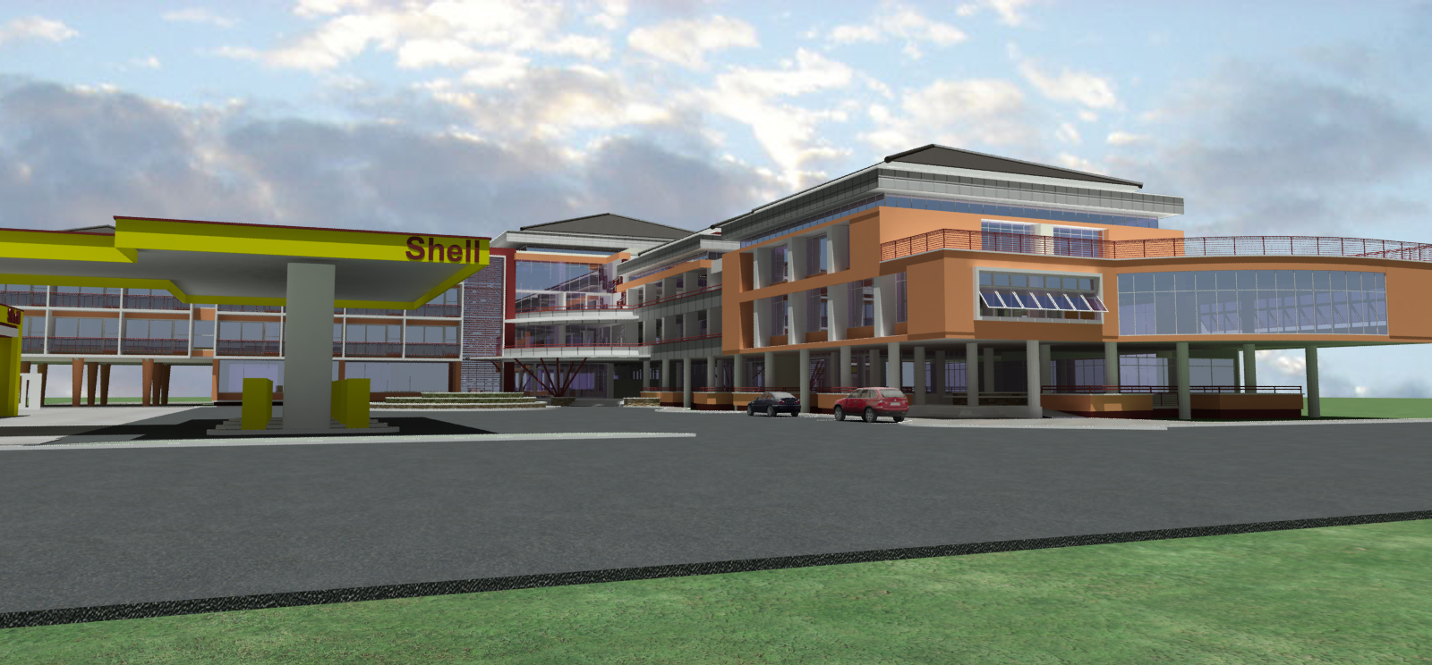 rendering of a shopping center